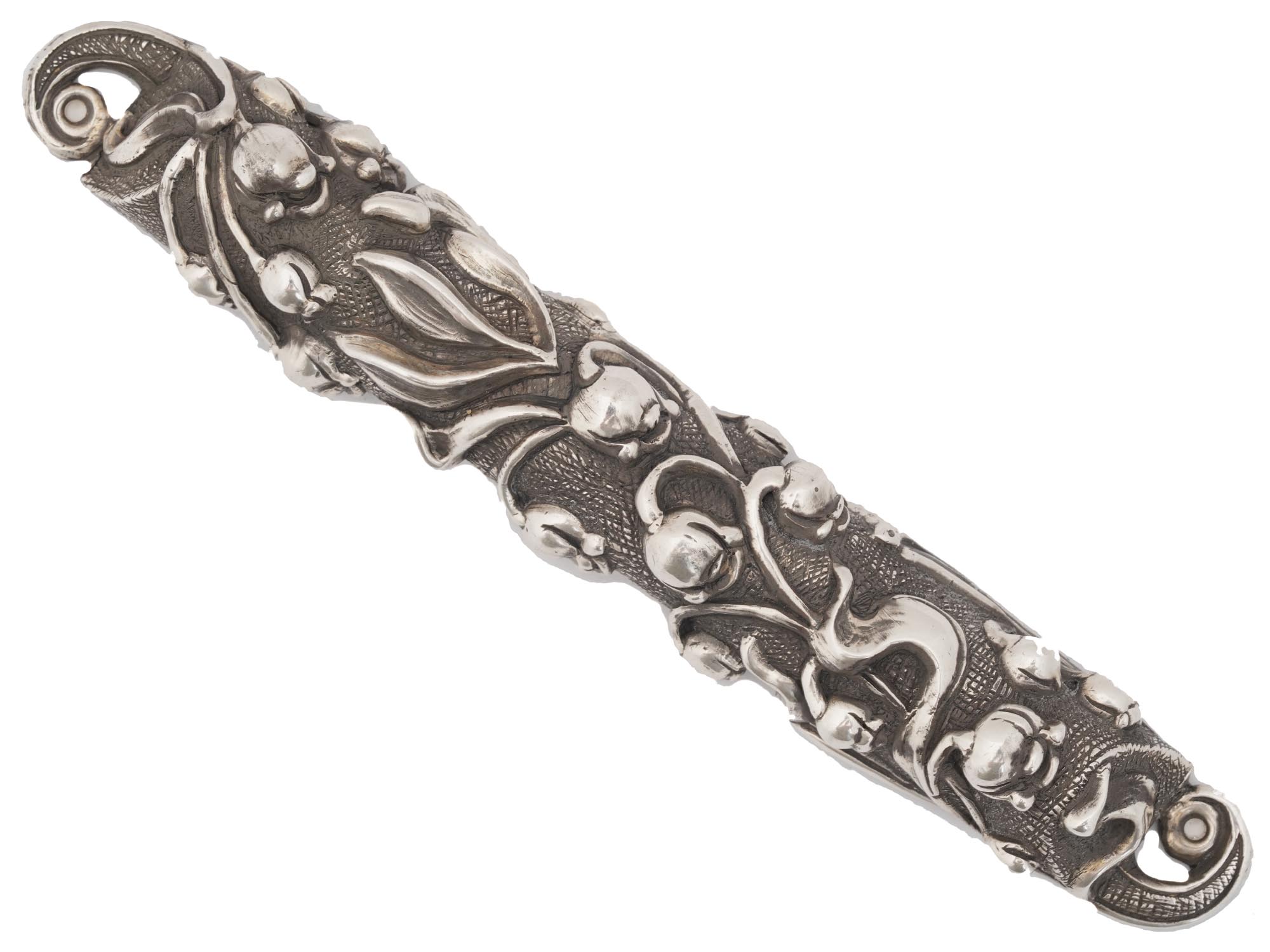 RUSSIAN 84 SILVER EMBOSSED FLORAL DESIGN MEZUZAH PIC-0